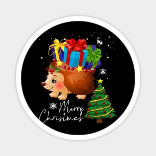 Funny Hedgehog Christmas Magnet